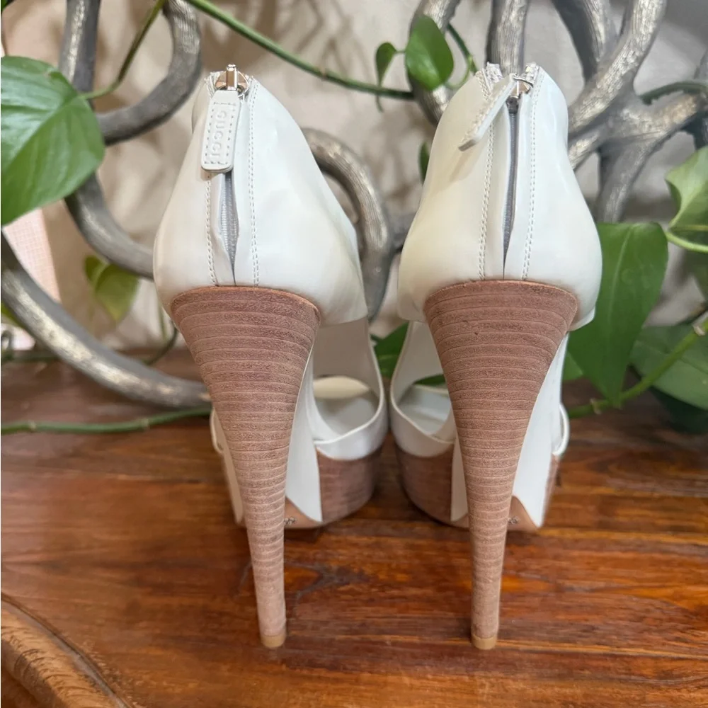 Brand New Gucci Clemence Cutout Leather Platform Wedge. - Picture 6 of 11